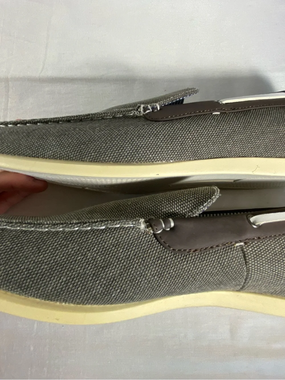 Bruno Marc Men's 13 US Gray Canvas Slip-On Loafer Boat Shoes